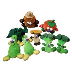 Veggie Tales plush toys lot of 7 tomato potato broccoli mushroom